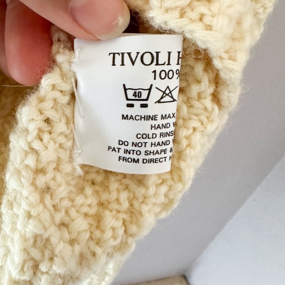 Tivoli Hand Knit Cardigan Pure New Wool Cream Cable Knit Button Up Sweater - Picture 6 of 9
